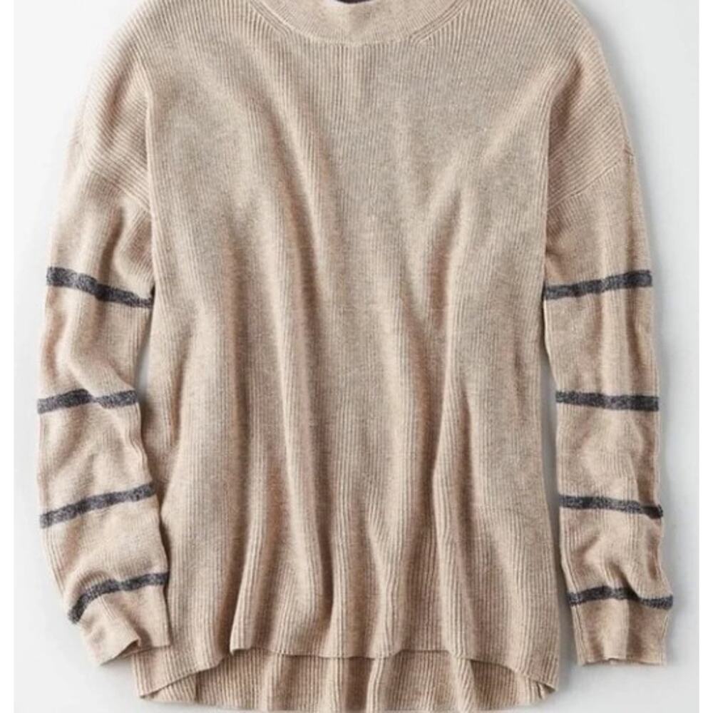 American Eagle Jegging Fit Oversized Sweater Dolman Sleeve Beige Tan Size Small - Picture 2 of 7